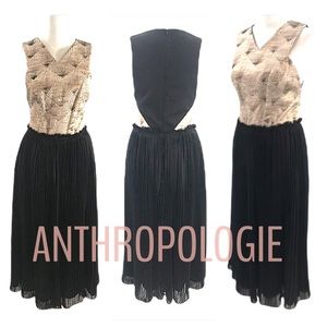 Anthropologie Black and Cream Midi Dress